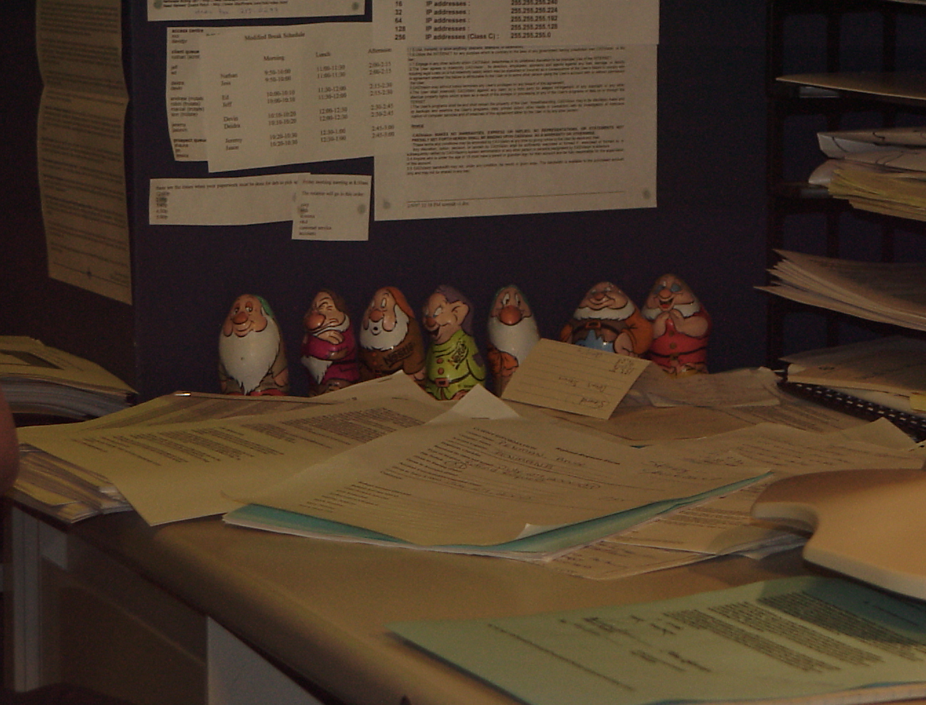 Seven dwarfs watching over the front desk