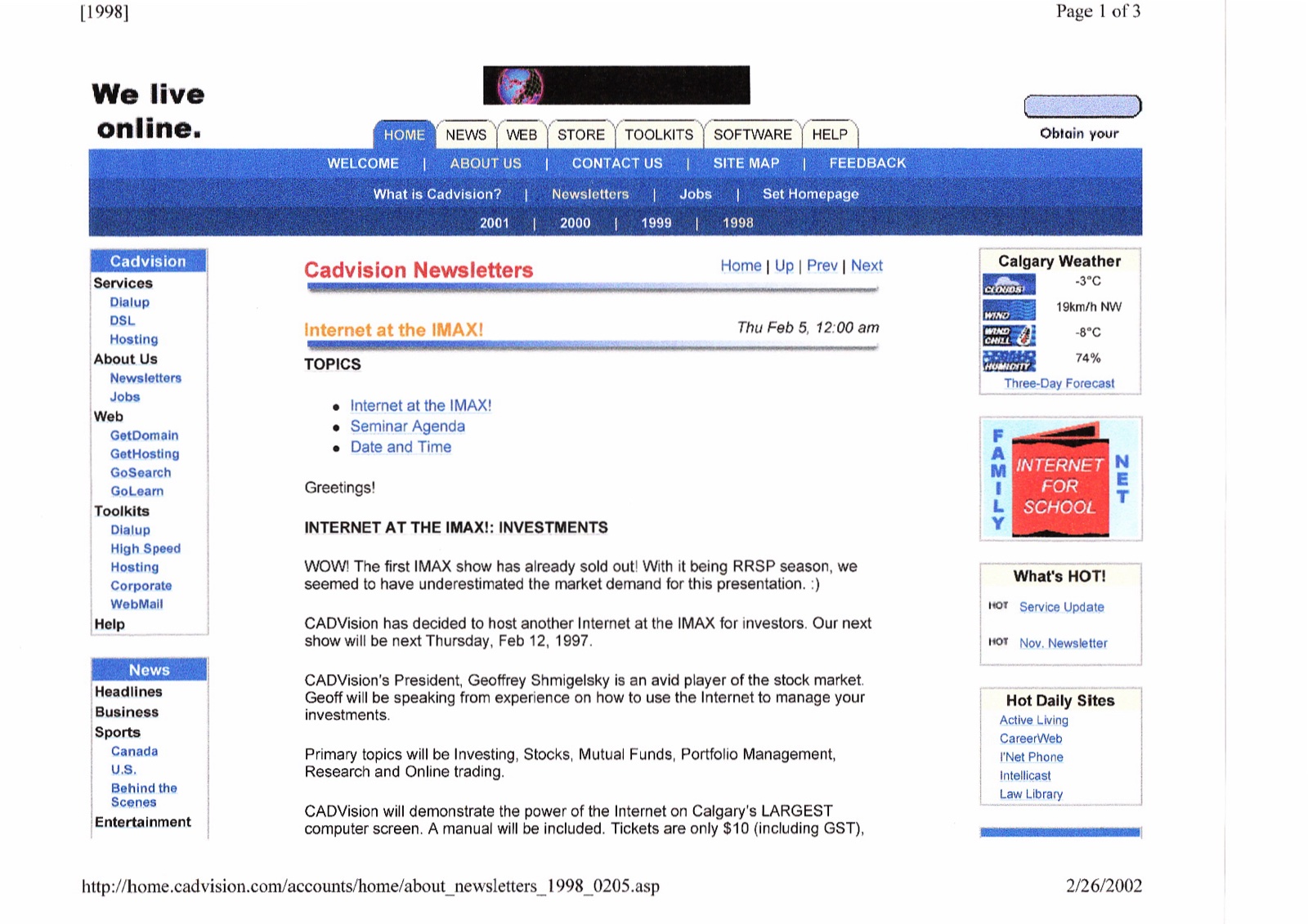 'We Live Online' website