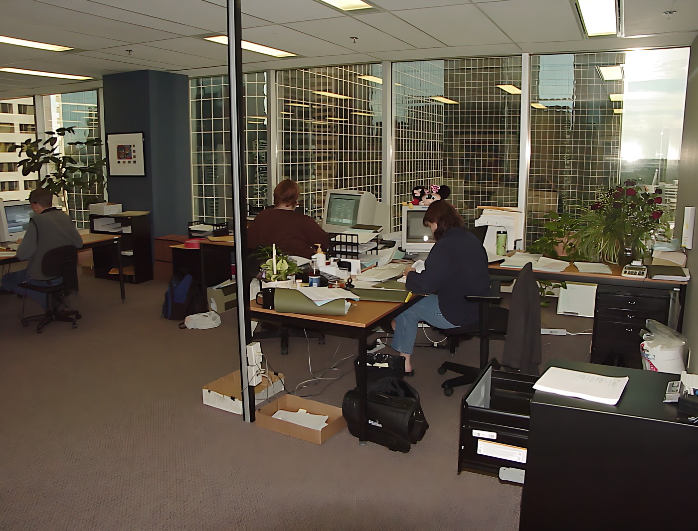 Office space with multiple desks and chairs